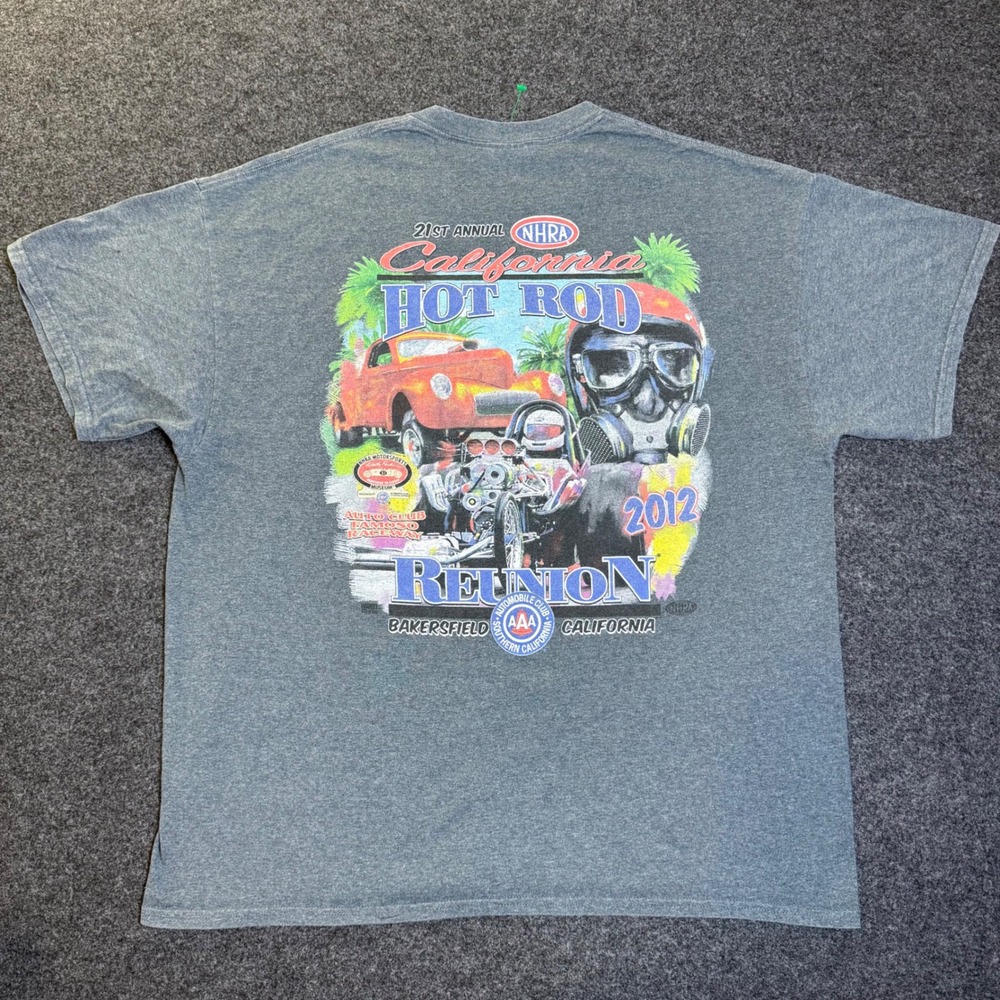 Vintage NHRA California Hot Rod Reunion T-Shirt Mens XL Grey 2012 Racing Graphic